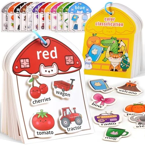 Montessori Busy Book Color Sorting Toys for Toddlers 2-4, Educational Preschool Learning Activities