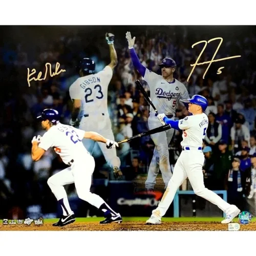 Freddie Freeman Kirk Gibson Signed Auto 16x20 Photo MLB 1981 + 2024 World Series