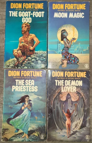 4 Vintage Paperbacks by Dion Fortune: Goat-Foot God, Moon Magic, Sea Priestess, Demon Lover