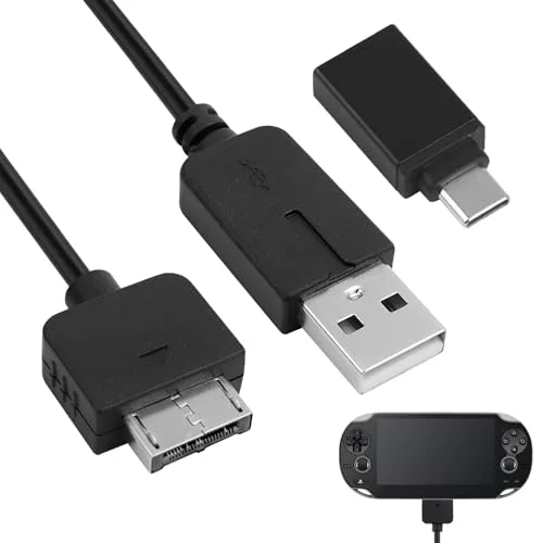 TNJPSEK PS Vita 1000 Charger Cable with USB3.0 to Type C Adapter, 4FT USB 2-in-1 Cord