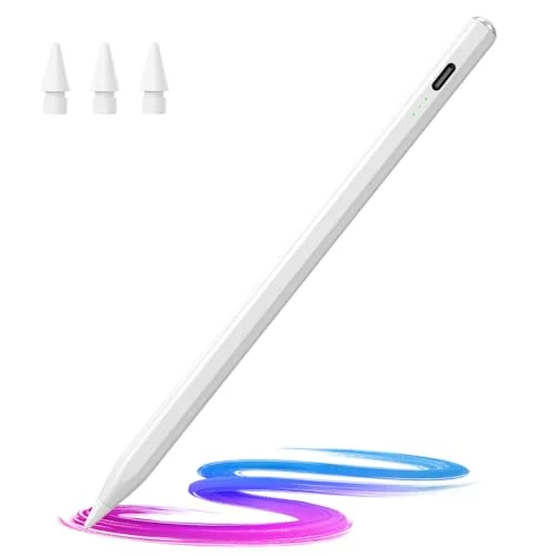 Stylus Pen for iPad (2018-2025) with Fast Charge, Tilt Sensitivity, and Palm Rejection - White
