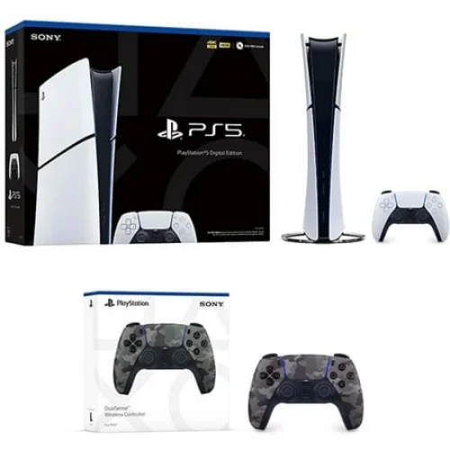 PlayStation 5 Digital Slim Console + DualSense Wireless Controller Gray Camouflage