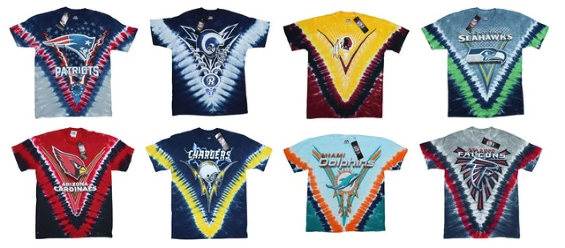 NFL Team Apparel Liquid Blue V-Dye Crew Neck Men's T-Shirt NWT Pick Team/Size