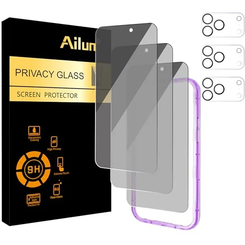 3 Pack Ailun iPhone 17 Pro Max Privacy Screen Protector with Camera Lens Protectors, 6.9 inch