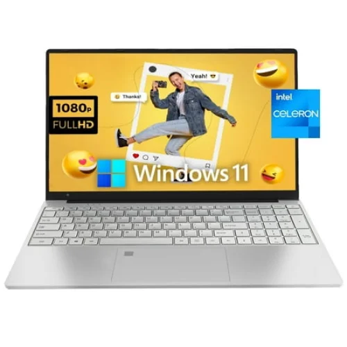 15.6" Full HD Windows 11 Pro Laptop, 16GB RAM, 512GB SSD, Intel Celeron N5095, Silver