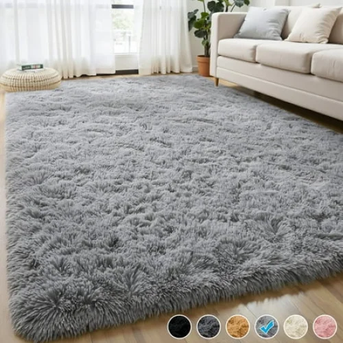 Nefoso 8ft x 10ft Soft Fluffy Area Rug for Living Room Bedroom Decor Carpet, Light Gray