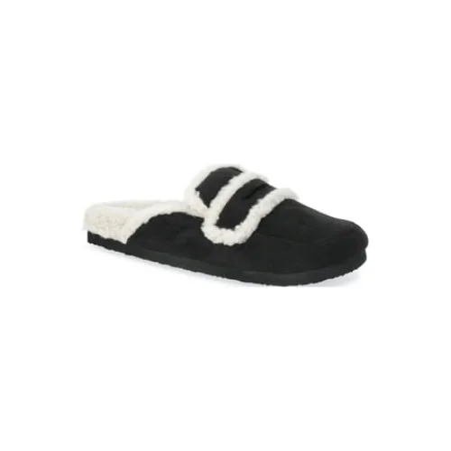 Time and Tru Women's Faux Shearling Slide On Loafers - Casual Comfort for Home and Errands