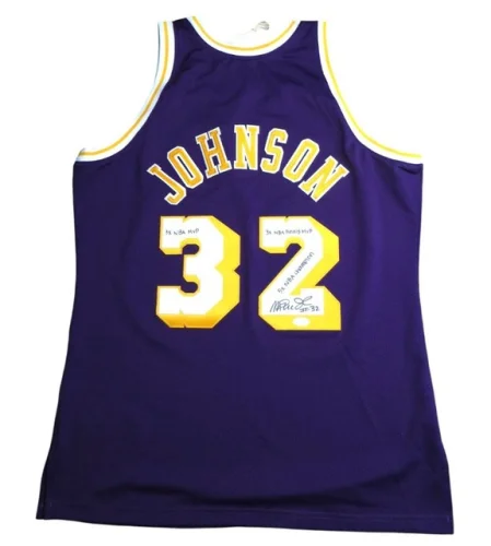 Magic Johnson Signed Autographed Jersey 1984-85 Lakers w/Stats JSA AW92776