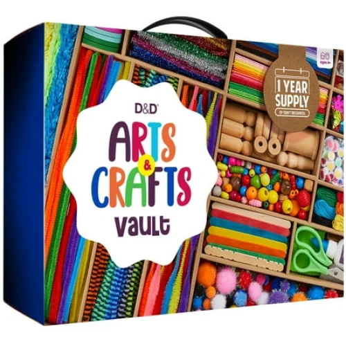 Arts & Crafts Vault - Craft Supplies Kit for Kids - Activity Crafting in a Box - Gifts for Ages 4-12