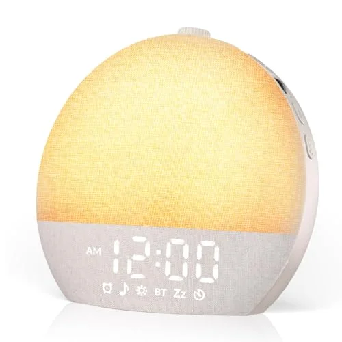 Geuuap Sunrise Alarm Clock White Noise Sound Machine with Bluetooth Speaker and Sleep Aids - Khaki