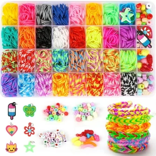 1800+ Rubber Band Bracelet Making Kit, Loom Band Friendship Bracelets, Gifts for Girls Ages 8-12
