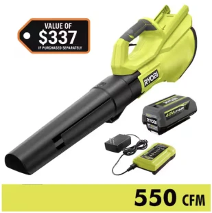 40V 120 MPH 550 CFM Cordless Battery Leaf Blower With 4.0 Ah Battery and Charger