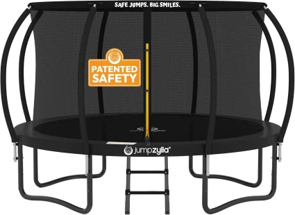 JUMPZYLLA Outdoor Trampoline with Enclosure and Ladder
