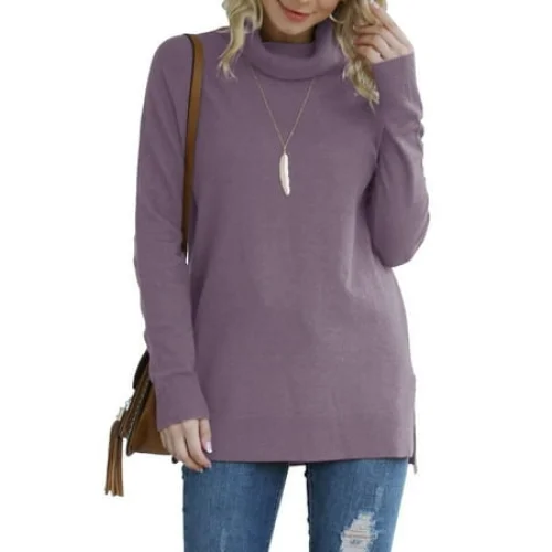 Women's Anygrew Pullover Sweater - Long Sleeve Turtleneck Knit Jumper - VISCOSE, POLYESTER, NYLON