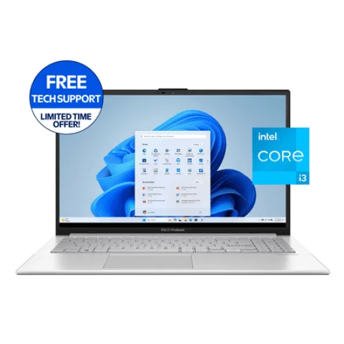ASUS Vivobook Go 15.6" FHD Laptop with Intel i3-N305, 8GB RAM, 256GB UFS, Cool Silver