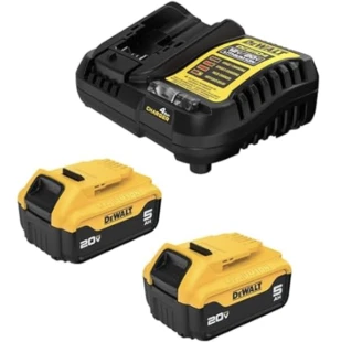 DEWALT DCB205-2c 20V MAX Lithium-Ion Battery 2-Pack and Charger, 5.0 Ah, Battery Starter Kit