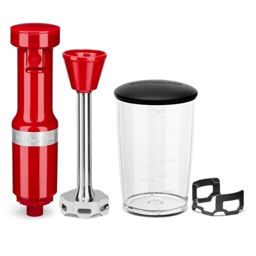 KitchenAid - Corded Variable-Speed Immersion Blender in Empire with Blending Jar - Red