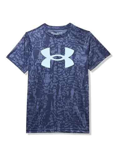 Under Armour Boys Tech Big Logo Printed Short-Sleeve T-Shirt, Midnight Navy / Stream, Medium