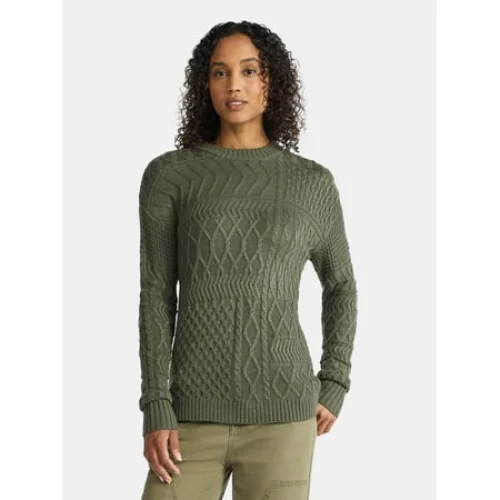 Time and Tru Women's Mixed Stitch Sweater, Midweight, Sizes XS-4X