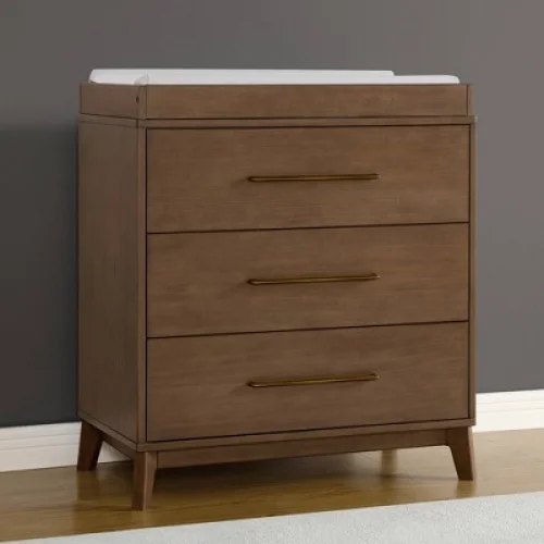 Delta Children Spencer 3 Drawer Dresser with Changing Top - Teak Brown