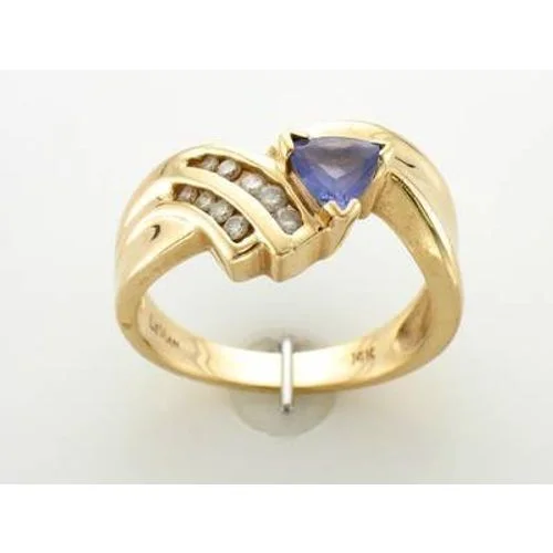 LeVian 14K Yellow Gold Band Ring with 0.50 TCW Tanzanite and Diamond - Size 7