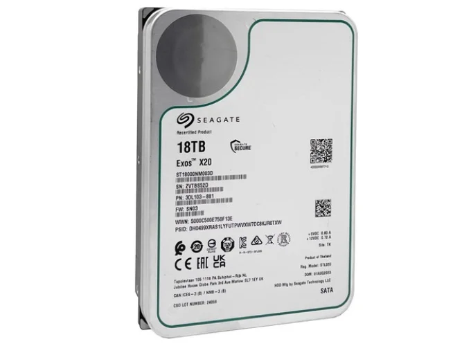 Seagate Exos X20 ST18000NM003D 18TB 512E SATA 6Gb/s 3.5"  Enterprise Hard Drive