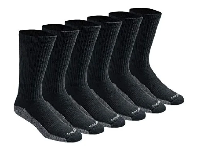 6 Pairs Dickies Men's Dri-Tech Moisture Control Crew Socks, Black, X-Large