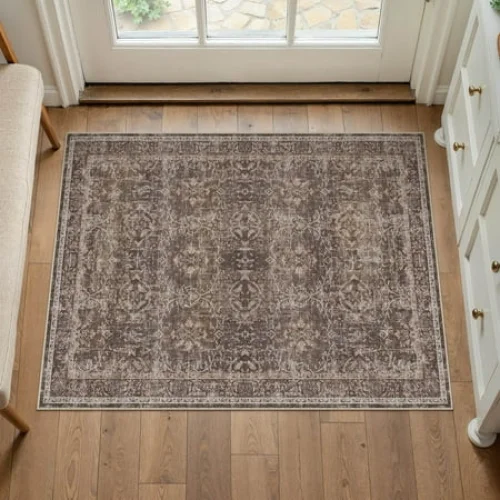 BERTHMEER 2'x3' Vintage Oriental Non-Slip Washable Area Rug for Kitchen, Bedroom, or Bathroom