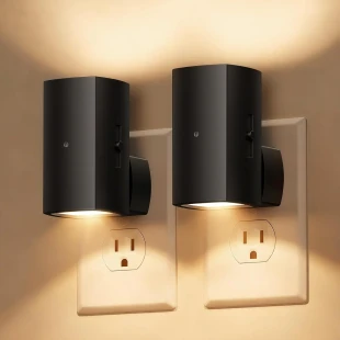 Brightown Aora Plug-In Night Lights – 2-Pack Stepless Dimming with Dusk-to-Dawn Sensor