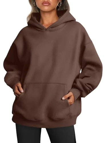 Womens Camo Hoodies Oversized Fleece Sweatshirts Fall Fashion 2025 Pullover Sweaters Winter Clothes Chocolate Brown M