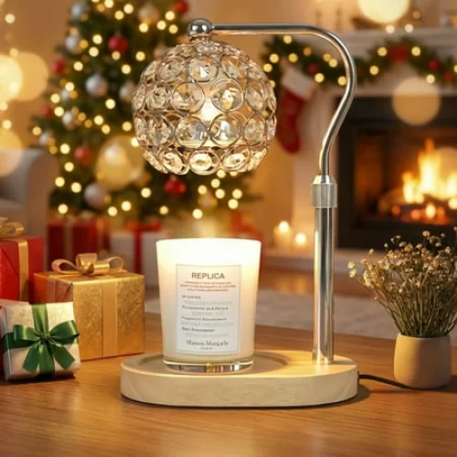 MEHOOM Crystal Candle Warmer Lamp with Dimmer Timer, Adjustable Height for Jar Candles, Includes 2 Bulbs