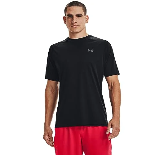Under Armour Men's Velocity 2.0 Short Sleeve T Shirt, Black / Pitch Gray, Large