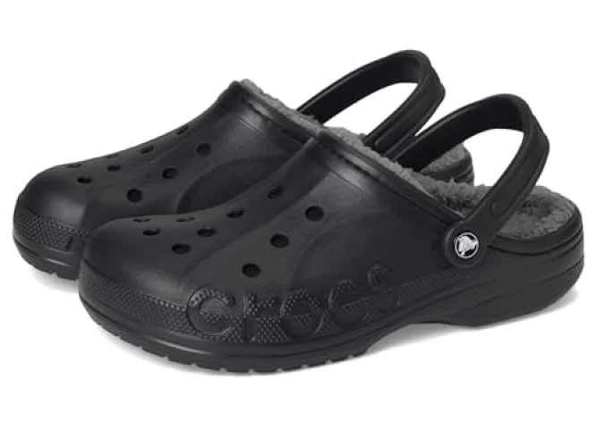 Crocs Unisex Via Lined Clogs Black Mens 7, Womens 9 Medium