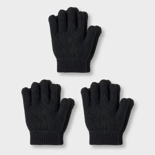 Toddler 3pk Glove Set - Cat & Jack™ Black 2T-5T