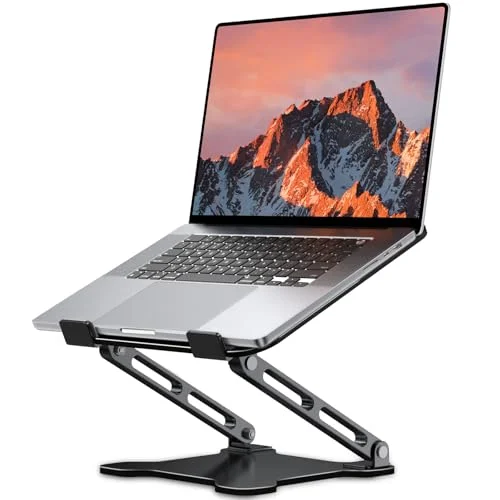 Adjustable Metal Laptop Stand for Desk, Foldable Riser with Cooling, Compatible with 10-15.6" Laptops