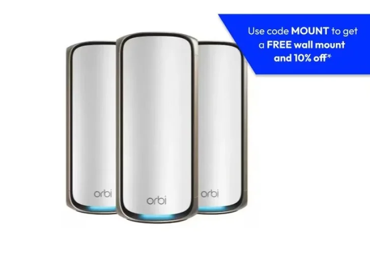 Netgear Orbi 970 Quad-Band WiFi 7 Mesh System, Router + 2 Satellites - Refurbished