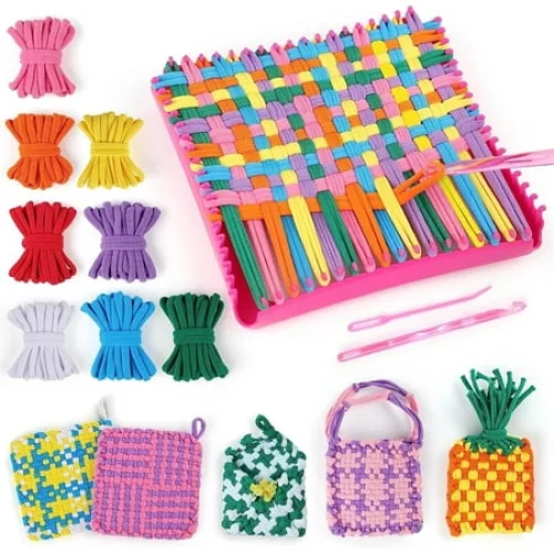 Weaving Loom Kit for Kids and Adults - 96 Loops, Makes 6 Potholders, Arts & Crafts Activity
