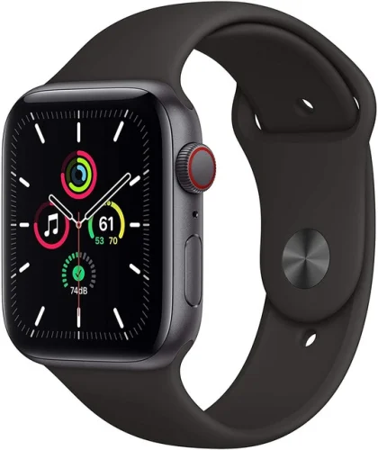 Apple Watch Series SE GPS+LTE w/ 44MM Space Gray Aluminum Case, Black Sport Band