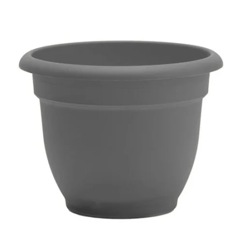 Bloem Ariana 6" Charcoal Round Self-Watering Resin Planter Pot - Rolled Rim Indoor and Outdoor Gardening Planter