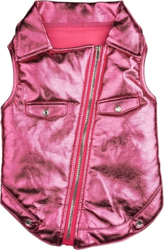 Doggy Parton Rhinestone Bomber Jacket for Dogs - Large, Pink, Metallic 12z