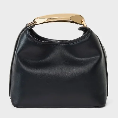 Mini Slouchy Handbag - A New Day™ Black: Magnetic Closure, Metal Handle, Structured Design