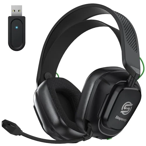 SKAPENDY 2.4GHz Wireless Gaming Headset for Switch, PS4, PS5, PC with Noise-Canceling Mic