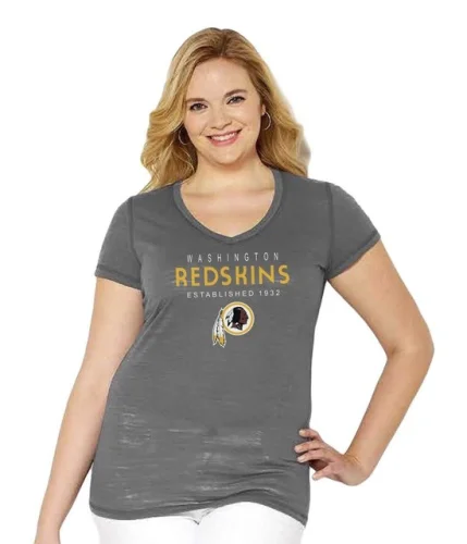 NFL Women's Curvy V-Neck Short Sleeve Tee Shirt - Plus Sizes 1X-3X MOST TEAMS