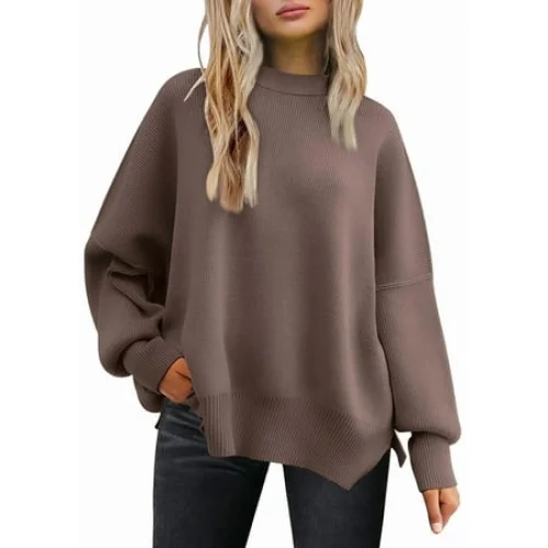 SUNBS Women's Oversized Crewneck Pullover Sweater - Cozy Knit Long Sleeve Casual Top