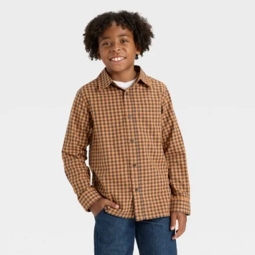 Boys' Long Sleeve Button-Down Shirt - Cat & Jack™ Charcoal Gray S