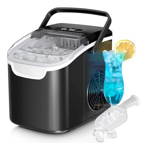 Antarctic Star Countertop Ice Maker Machine - Portable Mini, 2 Sizes, 26lb/Day, Basket/Scoop Included