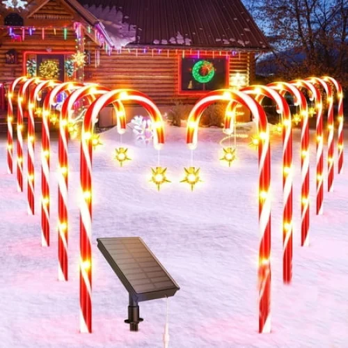 12 Pack Solar Christmas Candy Cane Lights, 8 Modes, Waterproof Outdoor Decorative Lights