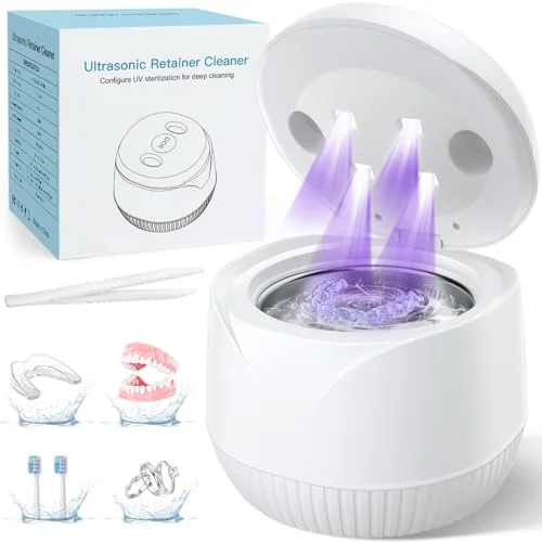 Dental Ultrasonic Retainer Cleaner Machine with Digital Timer and 200ML Cleaning Pod