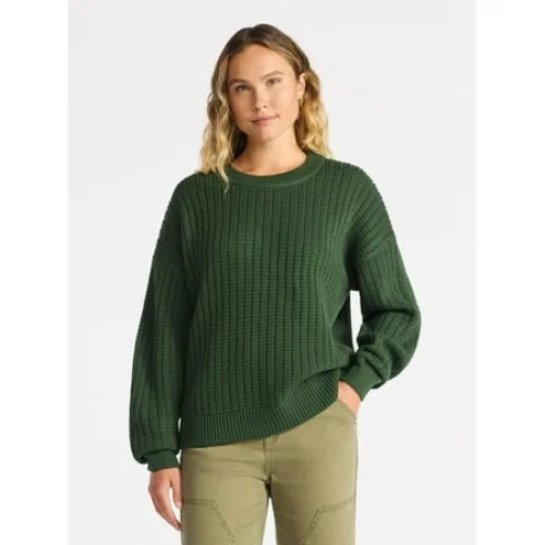 Time and Tru Women's Textured Stitch Sweater, Midweight, Sizes XS-4X