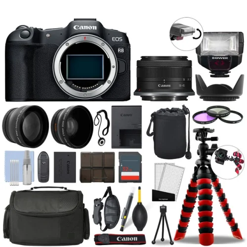 Canon EOS R8 Mirrorless Camera & 18-45mm STM+ 32GB 3 Lens Ultimate Accessory Kit
